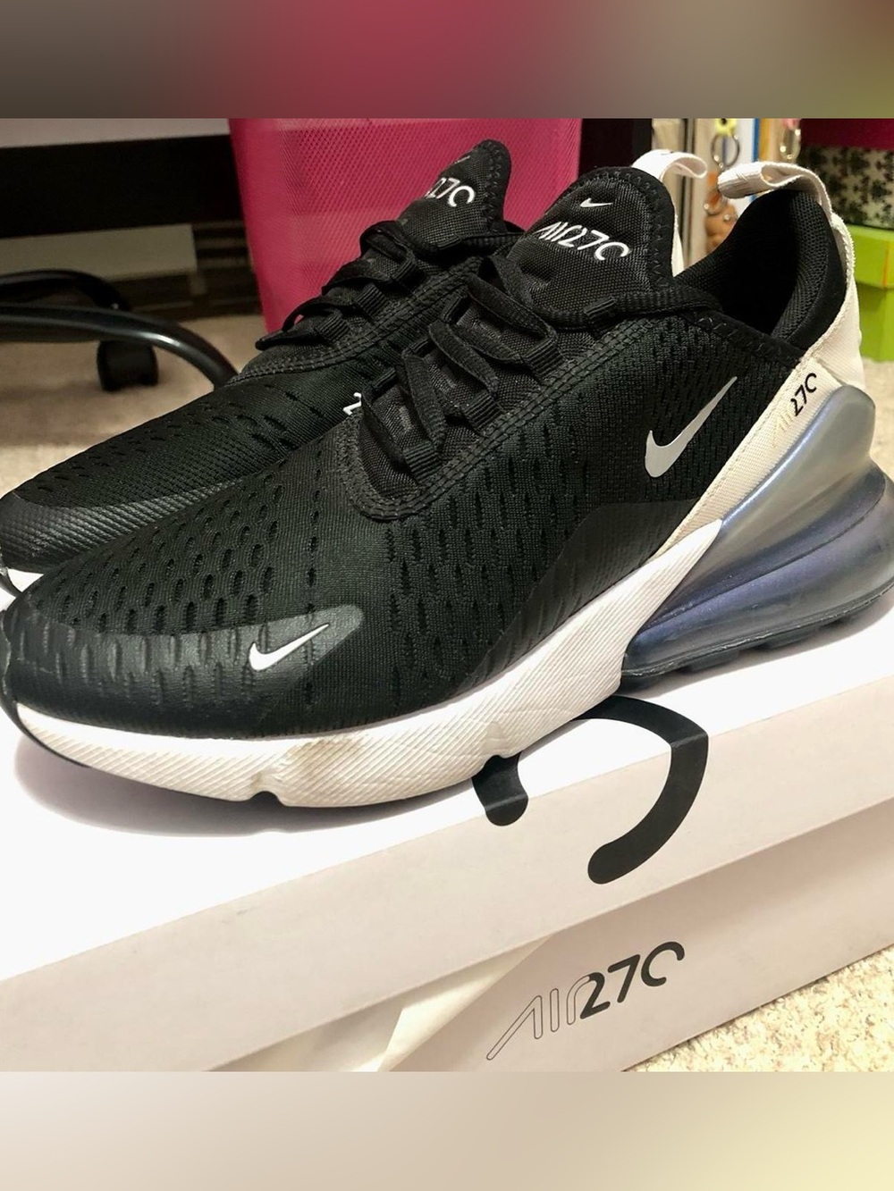 Nike Air Max 270 Black with Purple with creme accents trainers